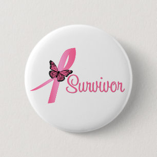 Badge Rond 5 Cm Ruban survivant du cancer du sein
