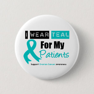 Badge Rond 5 Cm Ruban turquoise de Cancer ovarien pour mes