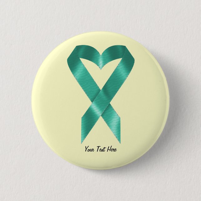 Badge Rond 5 Cm Ruban turquoise de conscience (personnalisable) (Devant)