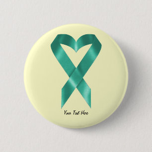 Badge Rond 5 Cm Ruban turquoise de conscience (personnalisable)