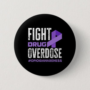Badge Rond 5 Cm Ruban Violet Contre les Surdoses de Drogue Opioïde