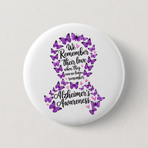 Badge Rond 5 Cm Ruban Violet de Sensibilisation à la Maladie d'Alz
