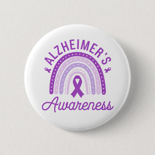 Badge Rond 5 Cm Ruban Violet de Sensibilisation à la Maladie d'Alz