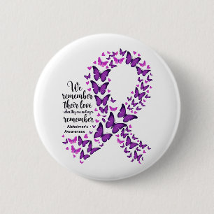 Badge Rond 5 Cm Ruban Violet de Sensibilisation à la Maladie d'Alz