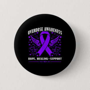 Badge Rond 5 Cm Ruban Violet de Sensibilisation au Surdosage de Dr