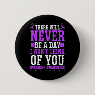 Badge Rond 5 Cm Ruban Violet de Sensibilisation au Surdosage Pense