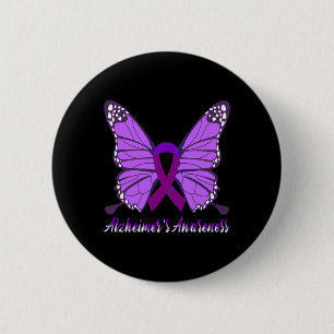 Badge Rond 5 Cm Ruban Violet de Sensibilisation La Fin d'Heimer'