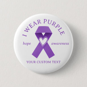 Badge Rond 5 Cm Ruban Violet de Sensibilisation Personnalisé