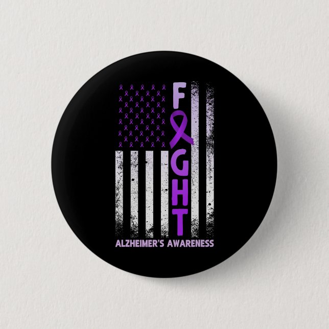Badge Rond 5 Cm Ruban Violet Lutte Heimerheimer Sensibilisation Ét (Devant)