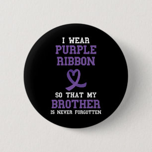 Badge Rond 5 Cm Ruban Violet Pour Mon Frère Sensibilisation À La S