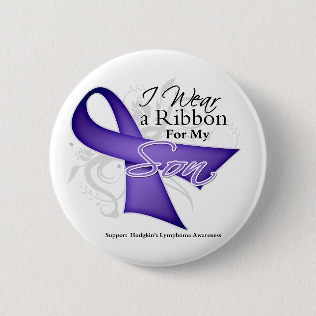 Badge Rond 5 Cm Ruban Violet Son - Hodgkins Lymphoma (Devant)