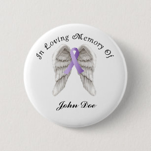 Badge Rond 5 Cm Ruban Violet Tout Cancer En Mémoire