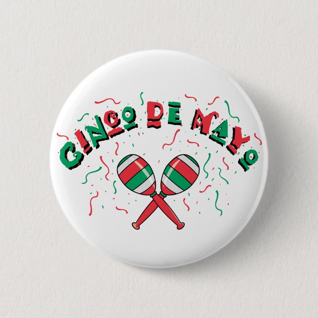 Badge Rond 5 Cm Rubans & Maracas - (Devant)