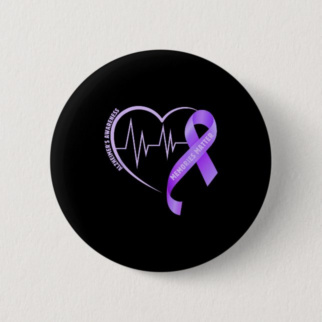 Badge Rond 5 Cm Rubans violets de sensibilisation à la maladie d'A (Devant)
