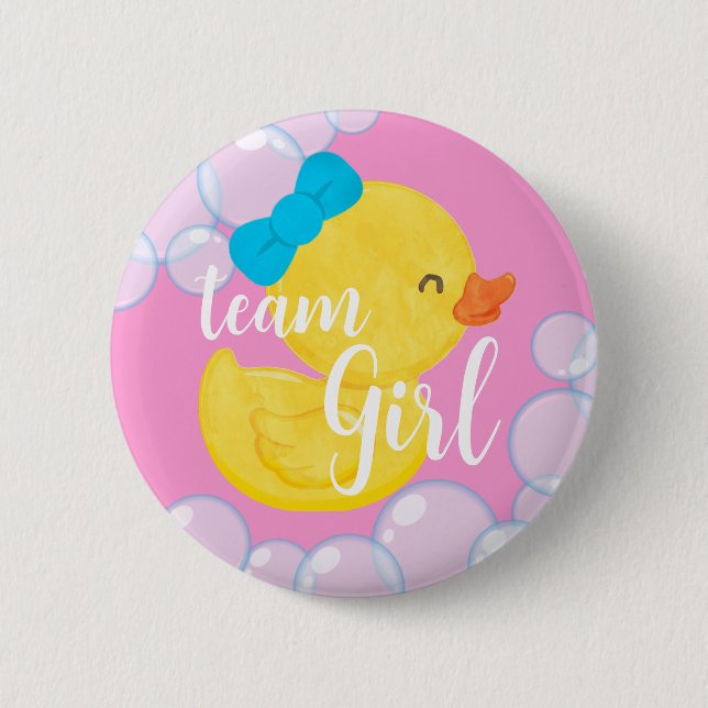 Badge Rond 5 Cm Rubber Duck Sexe Révéler l'équipe fille Bouton (Devant)