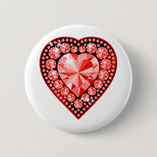 Badge Rond 5 Cm Ruby Gemstone Heart