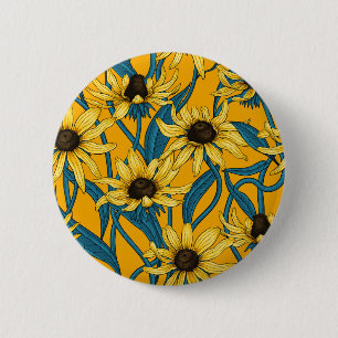 Badge Rond 5 Cm Rudbekia jaune