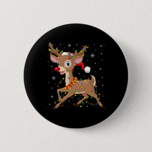 Badge Rond 5 Cm Rudolph au nez rouge renne pour hommes femmes enfa