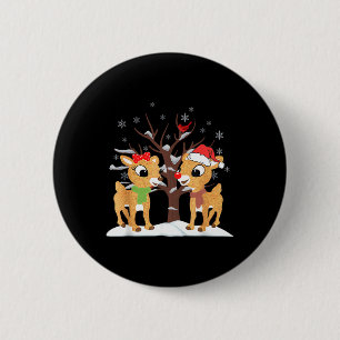 Badge Rond 5 Cm Rudolph Et Clarice Noël Enfants Filles Tee Renne
