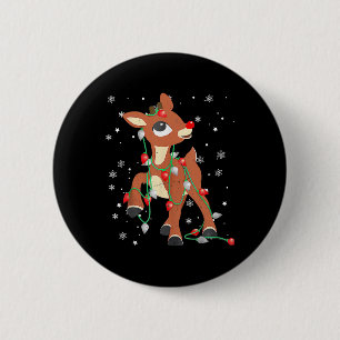 Badge Rond 5 Cm Rudolph Le Nez Rouge Renne Pour Les Enfants Et Noë