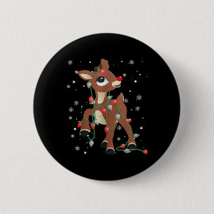 Badge Rond 5 Cm Rudolph Le Nez Rouge Renne Pour Les Enfants Et Noë