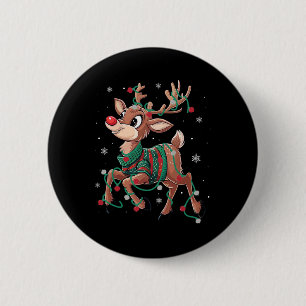 Badge Rond 5 Cm Rudolph Le Nez Rouge Renne Pour Les Enfants Et Noë