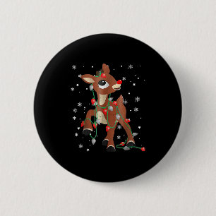 Badge Rond 5 Cm Rudolph Mignonne Rindeer Rouge Nez Pour Les Enfant