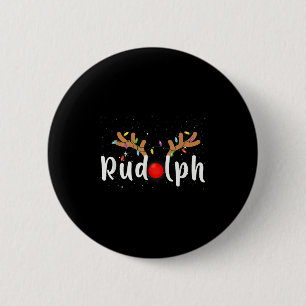 Badge Rond 5 Cm Rudolph Nez Rouge Drôle Enfants Renne Noël Lig