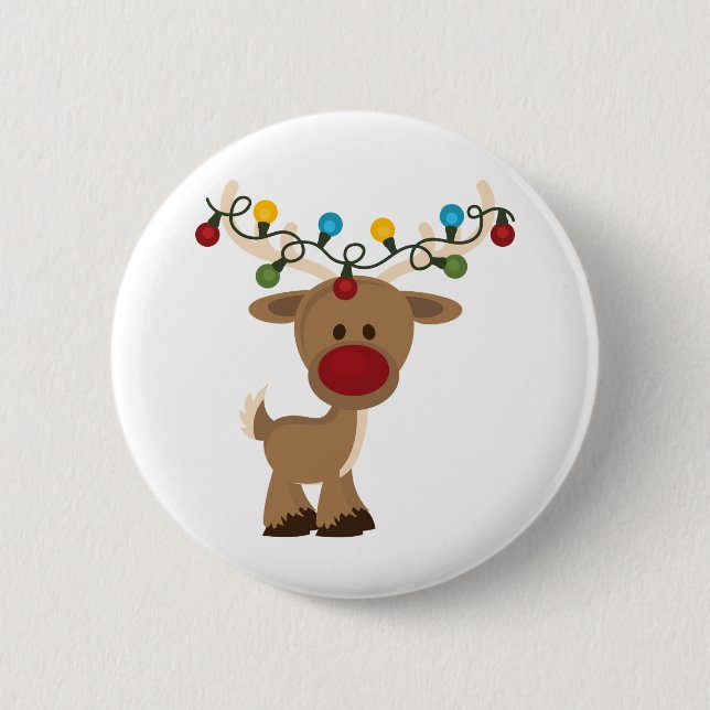 Badge Rond 5 Cm Rudolph_with_Christmas_Lights (Devant)