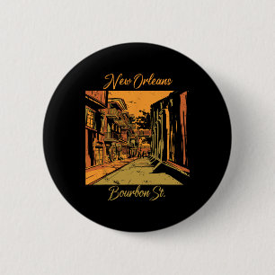 Badge Rond 5 Cm Rue Bourbon Nouvelle-Orléans Souvenir Louisiane Ma