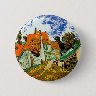 Badge Rond 5 Cm Rue de village à Auvers, Vincent van Gogh