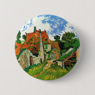 Badge Rond 5 Cm Rue du village à Auvers par Vincent Van Gogh
