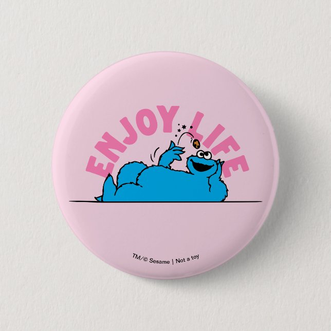Badge Rond 5 Cm Rue Sésame | Cookies Monster Enjoy Life (Devant)