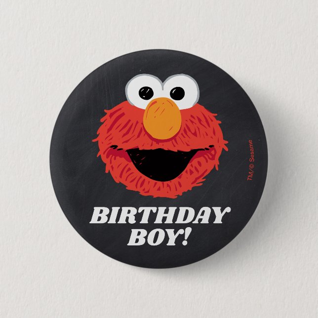 Badge Rond 5 Cm Rue Sésame | Elmo Birthday Chalkboard Boy (Devant)