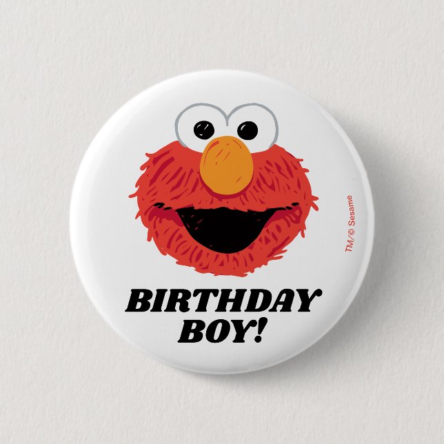 Badge Rond 5 Cm Rue Sésame | Elmo Birthday Chalkboard Boy (Devant)