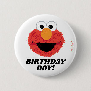 Badge Rond 5 Cm Rue Sésame   Elmo Birthday Chalkboard Boy