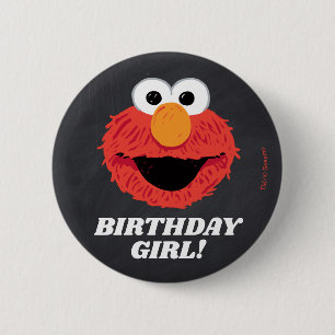 Badge Rond 5 Cm Rue Sésame Elmo Birthday Chalkboard Girl