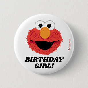 Badge Rond 5 Cm Rue Sésame Elmo Birthday Chalkboard Girl