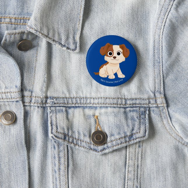 Badge Rond 5 Cm Rue Sésame | Elmo's Puppy Tango (En situation)