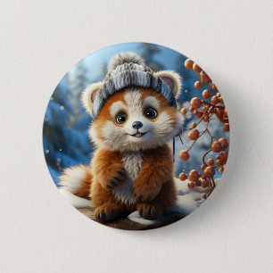 Badge Rond 5 Cm Rufus - Un adorable panda rouge