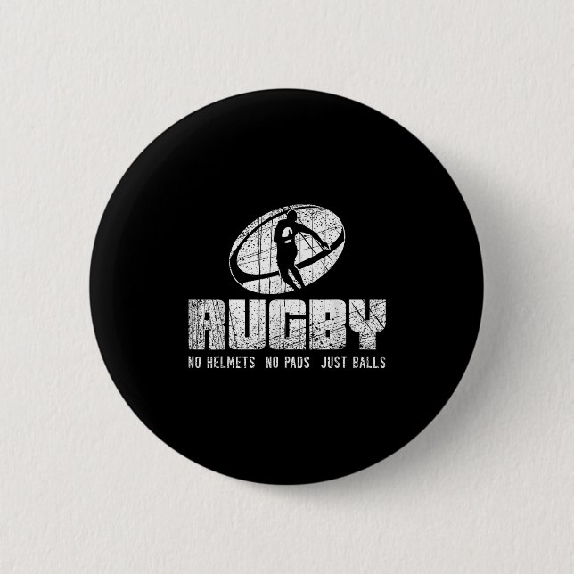 Badge Rond 5 Cm Rugby No Helmet No Pads Just Shirt - Funny Rugby Q (Devant)
