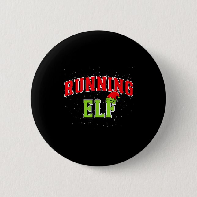 Badge Rond 5 Cm Running Elf Christmas Family Matching Group Xmas R (Devant)