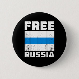 Badge Rond 5 Cm Russie Libre Nouveau drapeau russe Bleu Blanc Anti