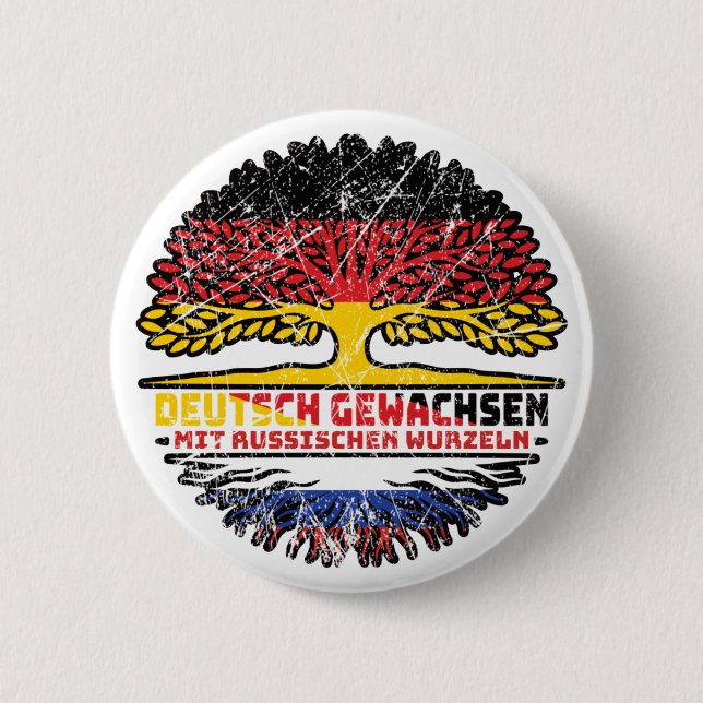 Badge Rond 5 Cm Russland Russisch Deutsch Deutschland Baum Wurzel (Devant)
