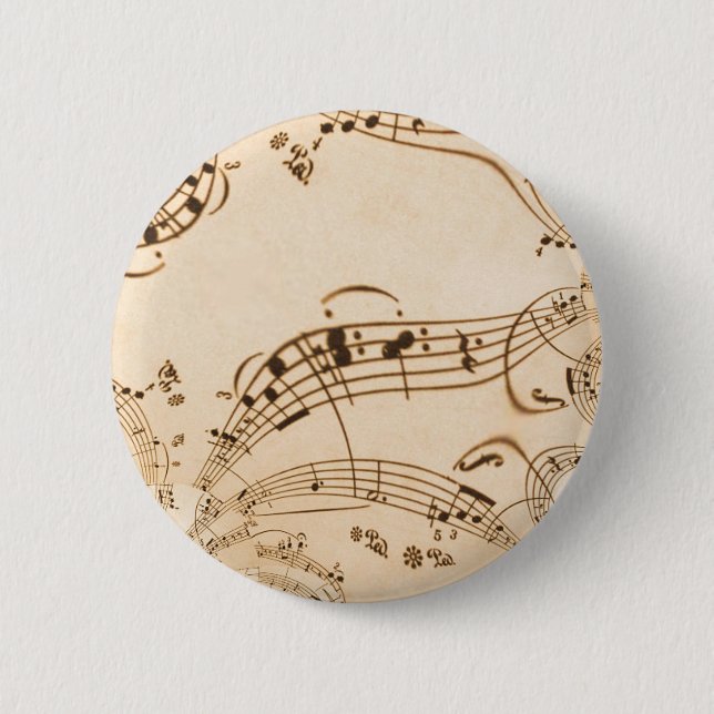 Badge Rond 5 Cm Rustic Antique Musical Notes (Devant)