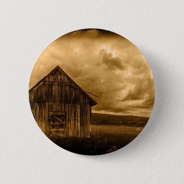 Badge Rond 5 Cm rustique de l'ouest ferme ancienne grange (Devant)