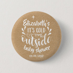 Badge Rond 5 Cm Rustique Kraft Il Fait Froid Dehors Baby Shower/Sp