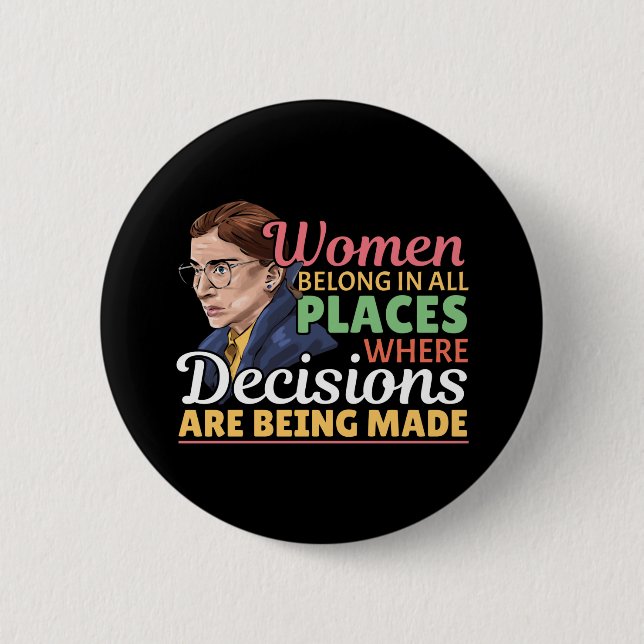 Badge Rond 5 Cm Ruth Bader Ginsburg avocate féministe Juge (Devant)