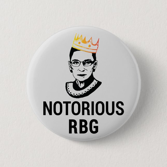 Badge Rond 5 Cm Ruth Bader Ginsburg, célèbre RBG Gold Crown (Devant)