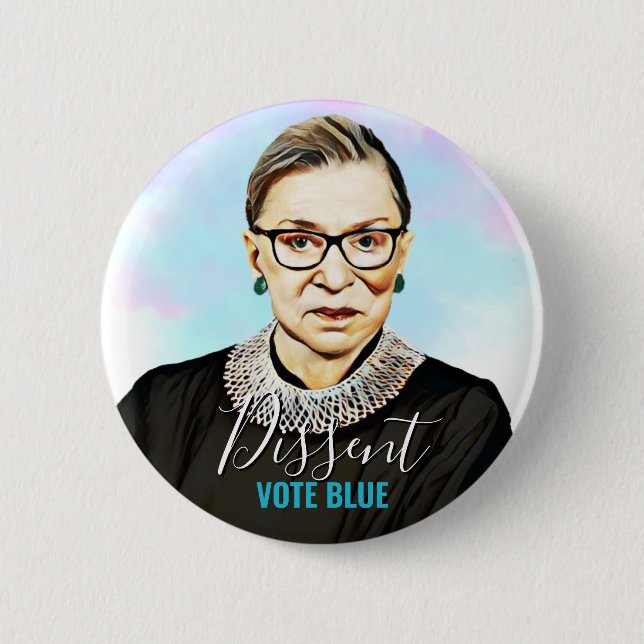 Badge Rond 5 Cm Ruth Bader Ginsburg I Vote Bleu (Devant)